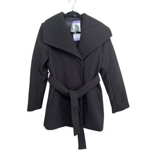 Tahari Black Water Resistant Size XS Wrap Coat NWT